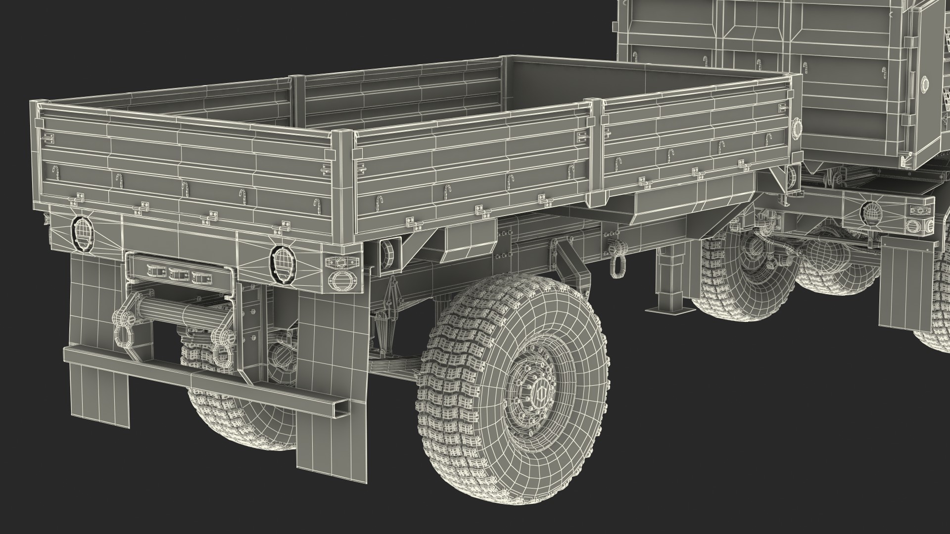 Oshkosh FMTV Dump Truck with Cargo Trailer Camo 3D