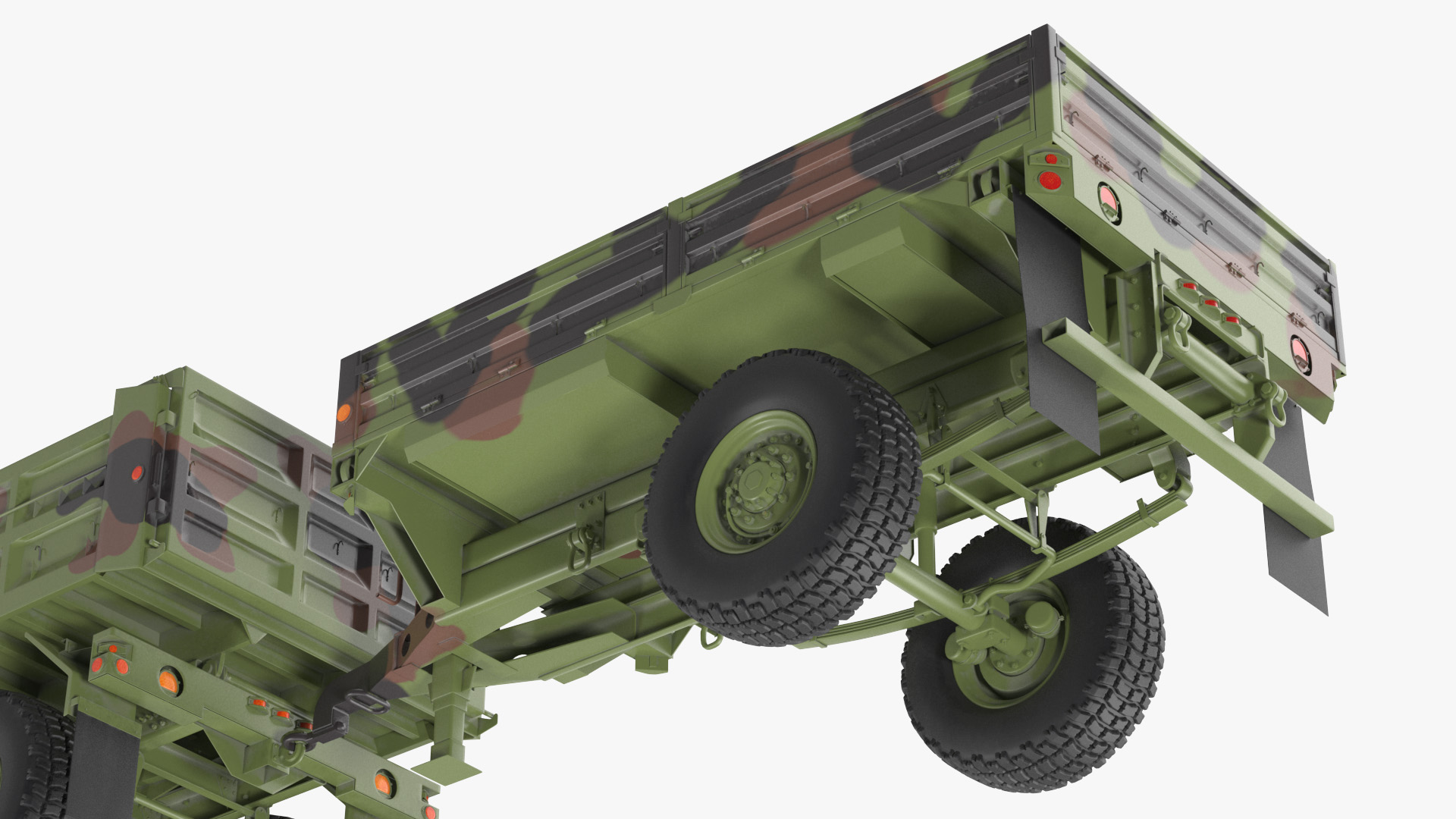 Oshkosh FMTV Dump Truck with Cargo Trailer Camo 3D