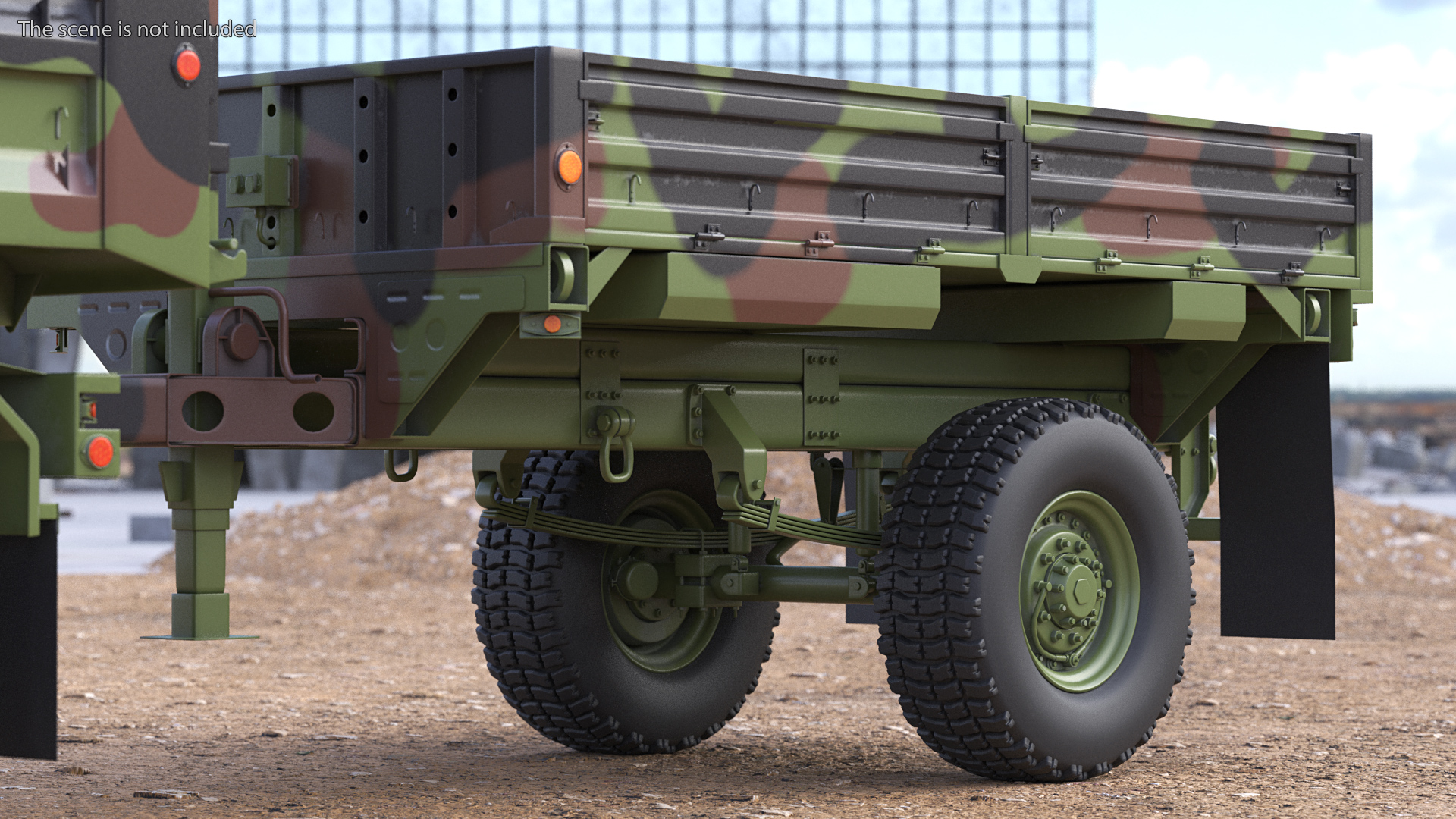 Oshkosh FMTV Dump Truck with Cargo Trailer Camo 3D