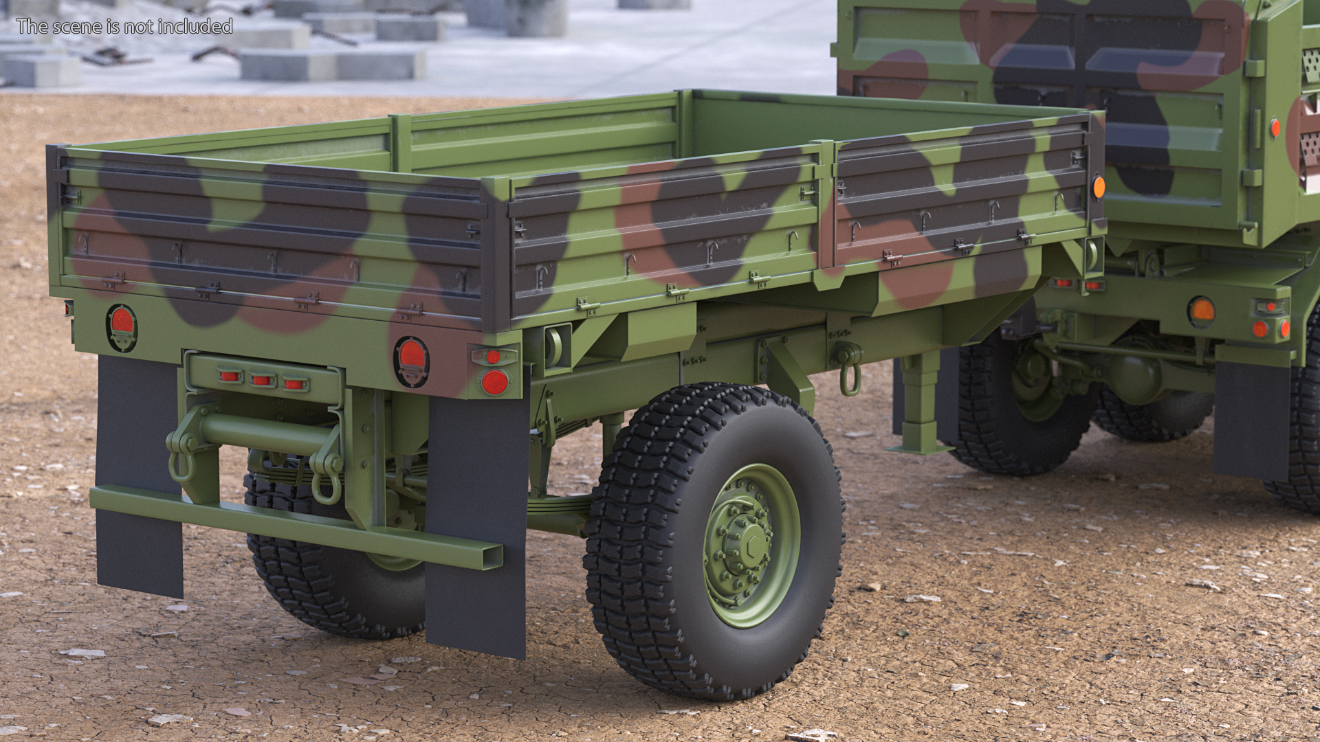 Oshkosh FMTV Dump Truck with Cargo Trailer Camo 3D