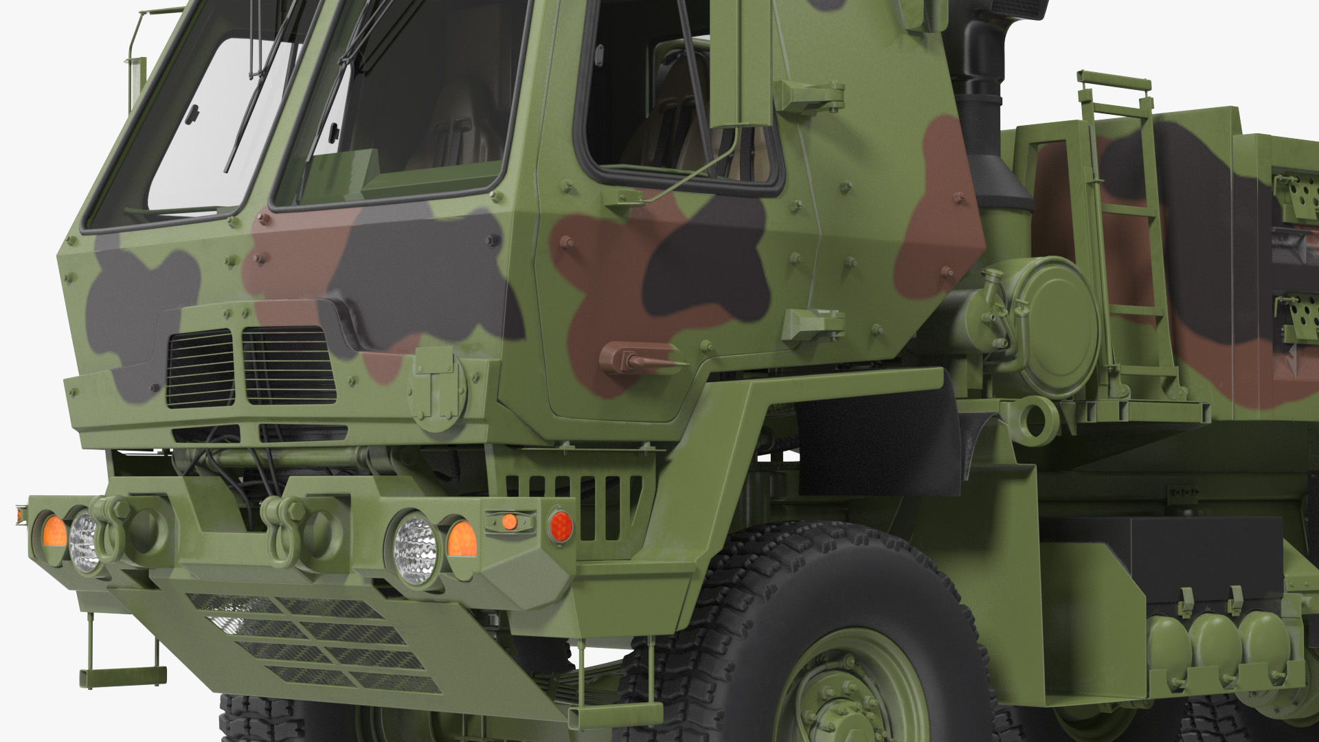 Oshkosh FMTV Dump Truck with Cargo Trailer Camo 3D