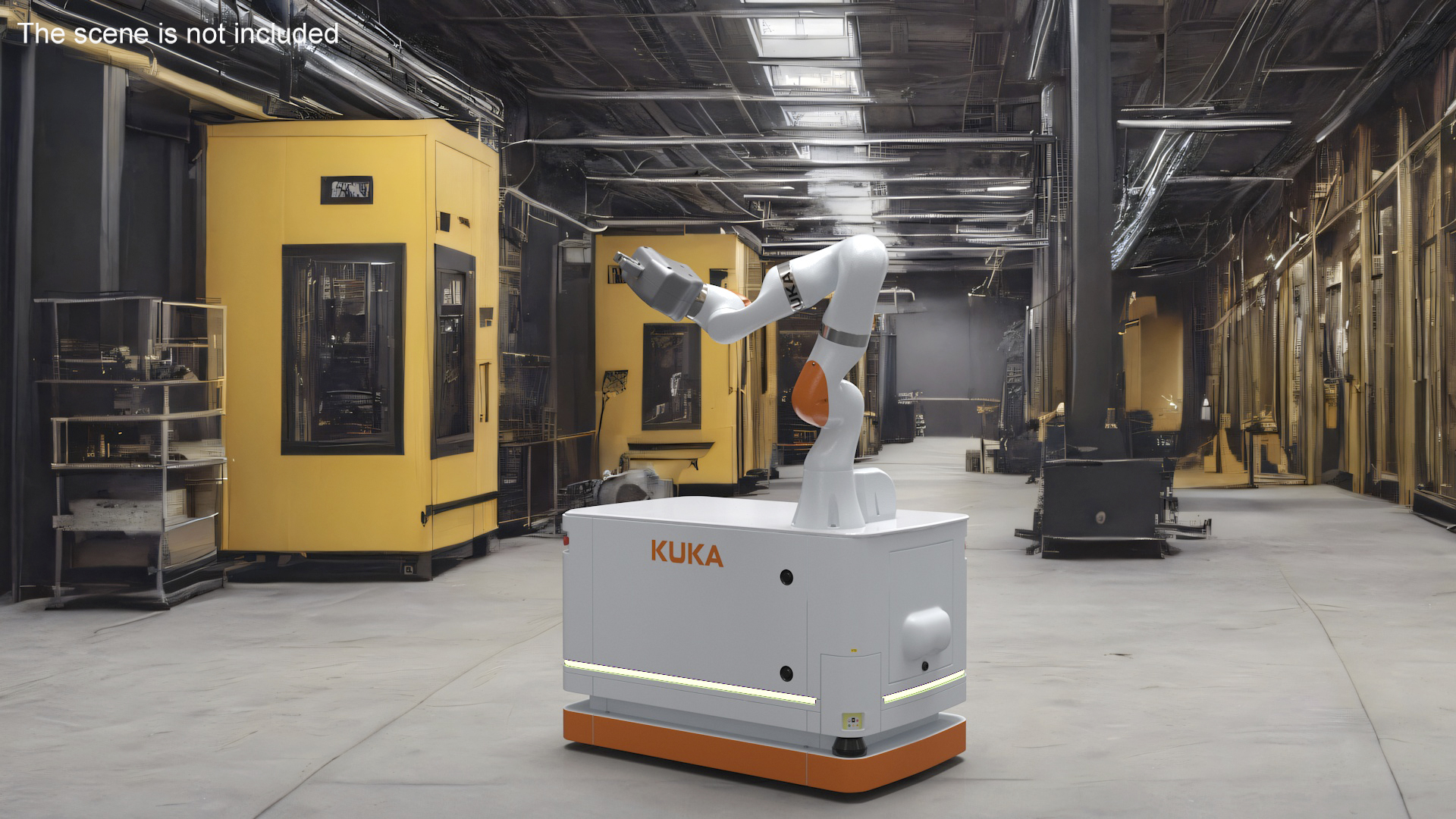 Mobile Robot KUKA KMR Iiwa with Special Box Rigged for Cinema 4D 3D model