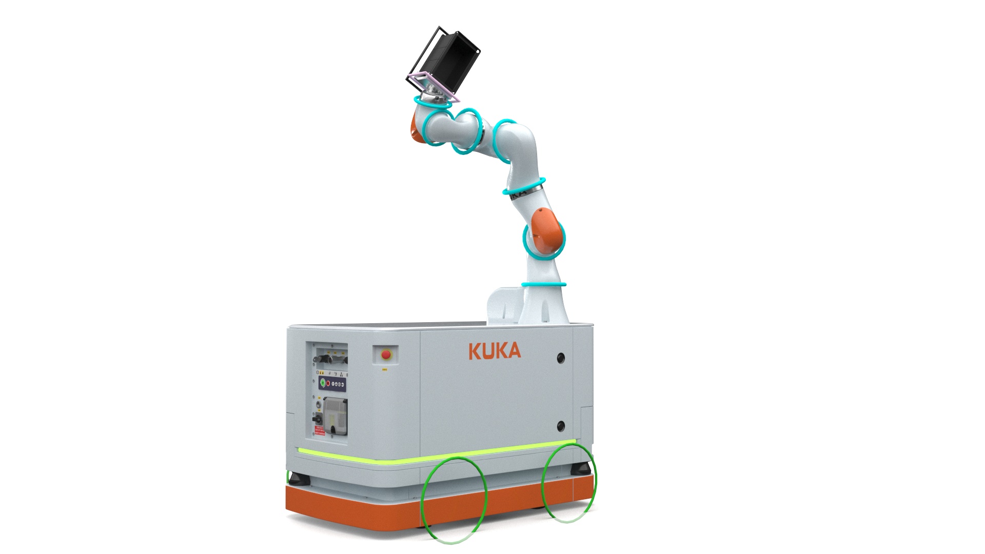 Mobile Robot KUKA KMR Iiwa with Special Box Rigged for Cinema 4D 3D model