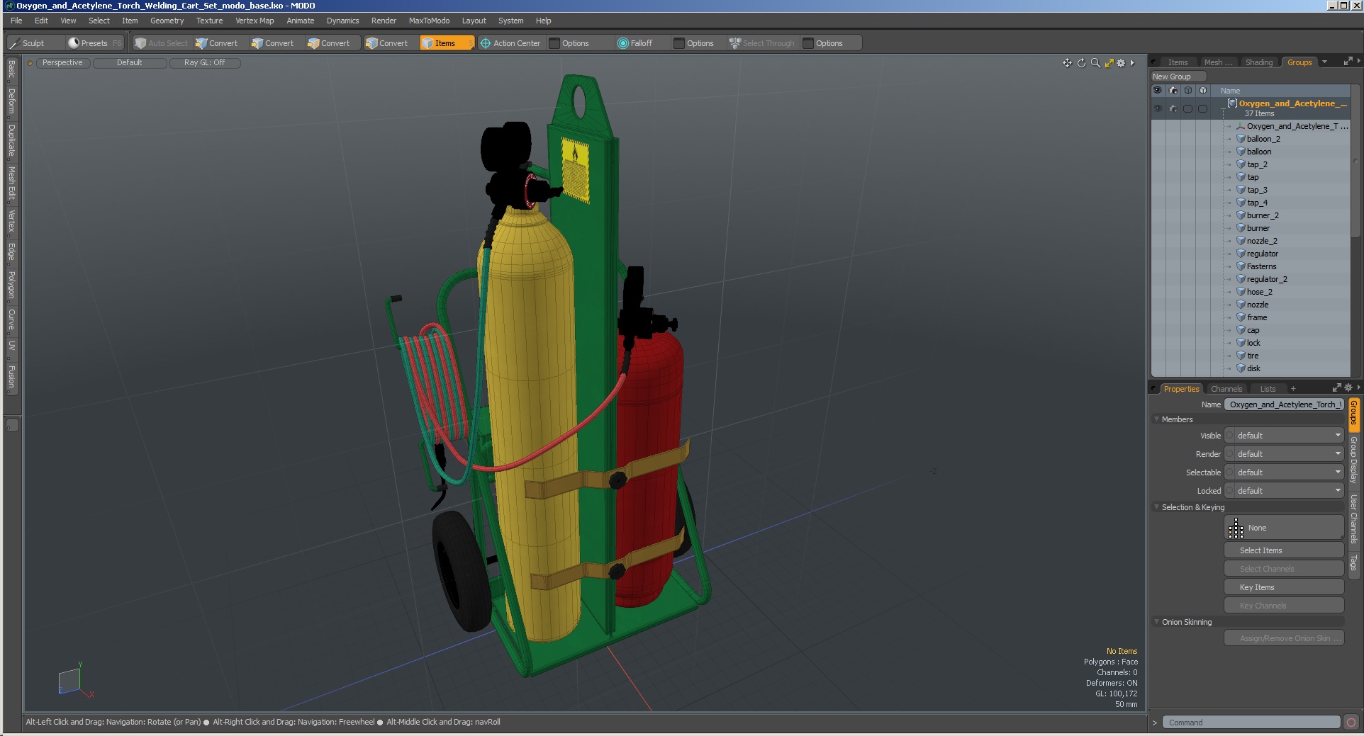 3D Oxygen and Acetylene Torch Welding Cart Set model