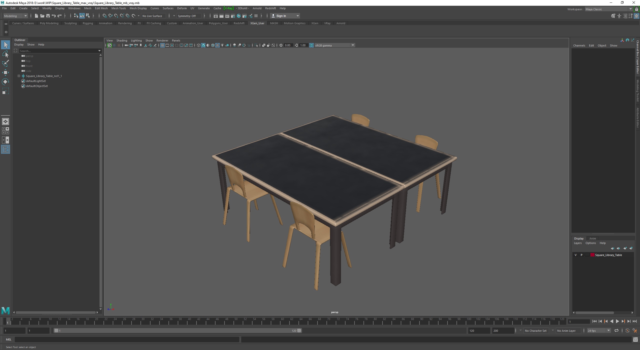 3D model Square Library Table