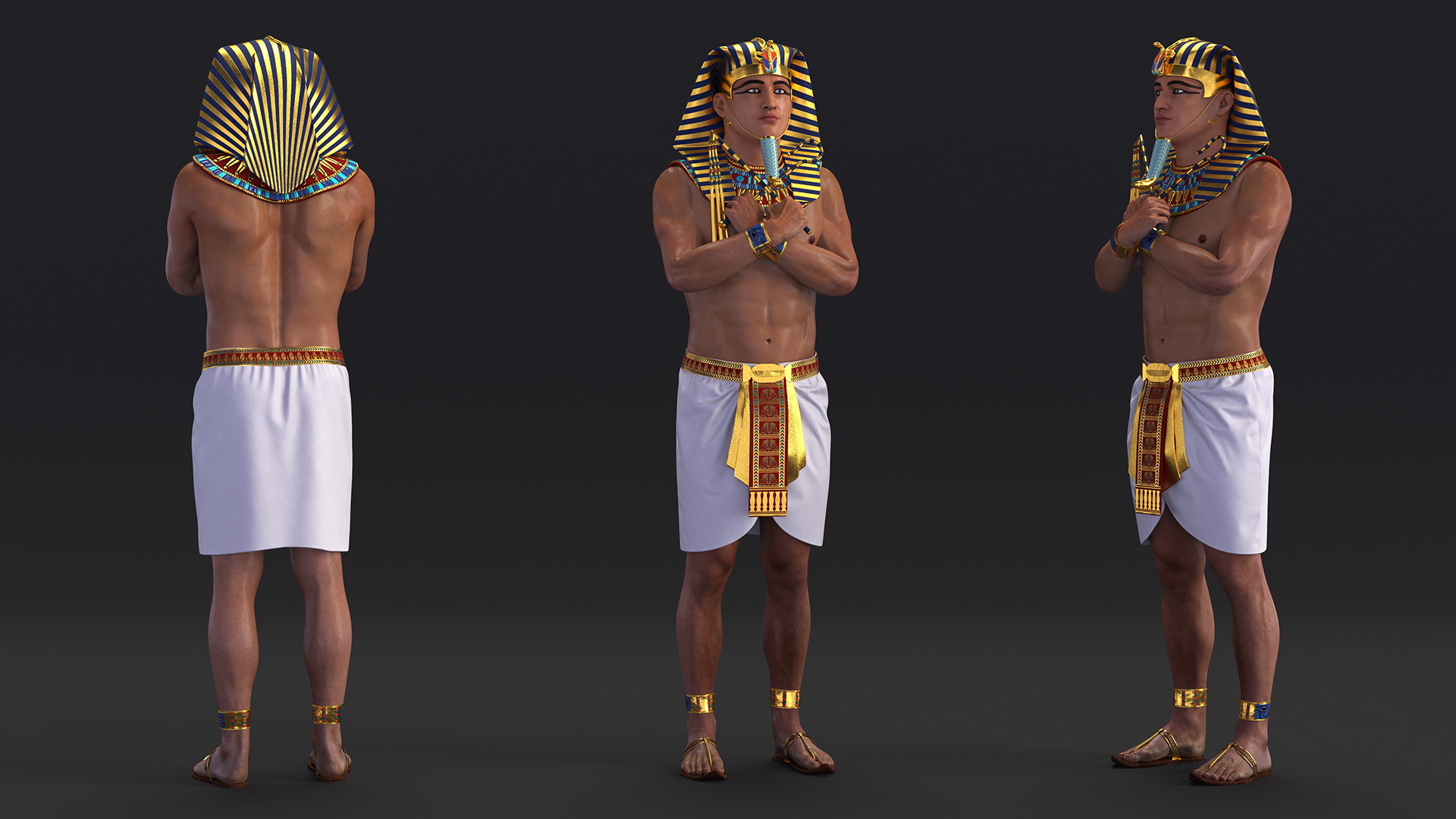 Egyptian Pharaoh Rigged for Maya 3D