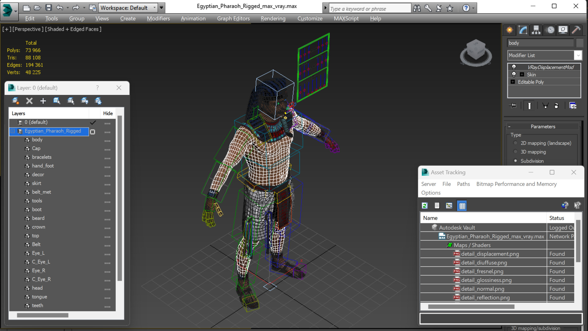 Egyptian Pharaoh Rigged for Maya 3D