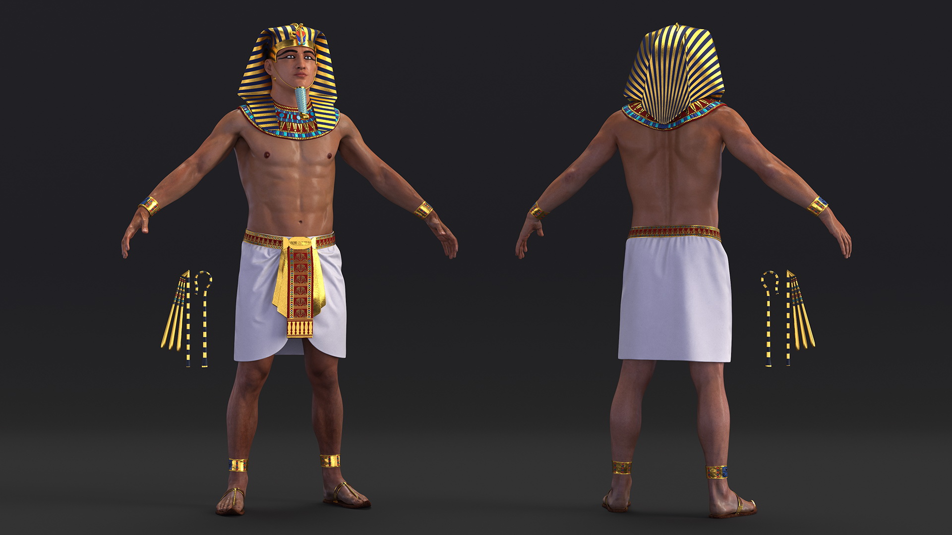 Egyptian Pharaoh Rigged for Maya 3D