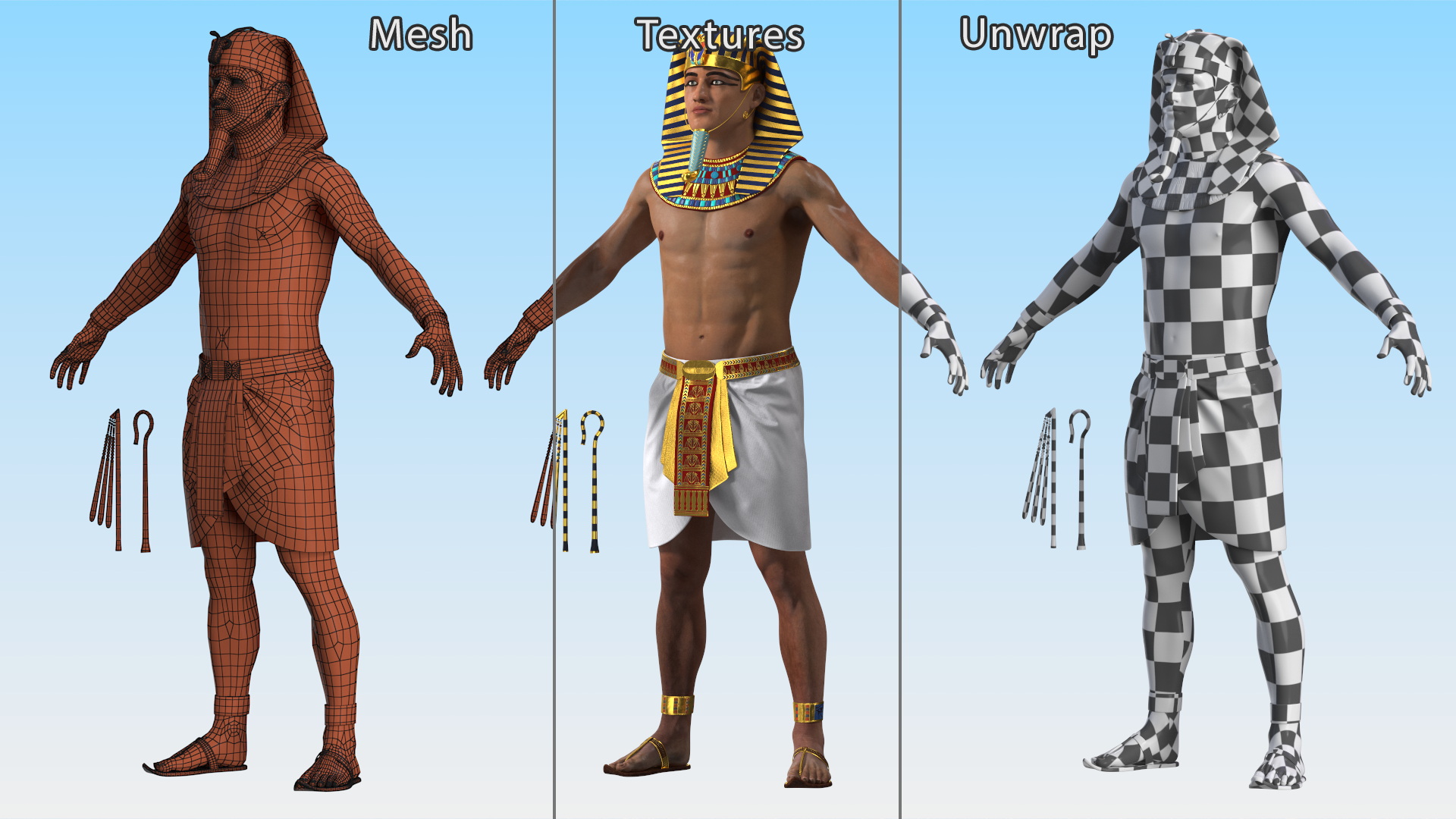 Egyptian Pharaoh Rigged for Maya 3D