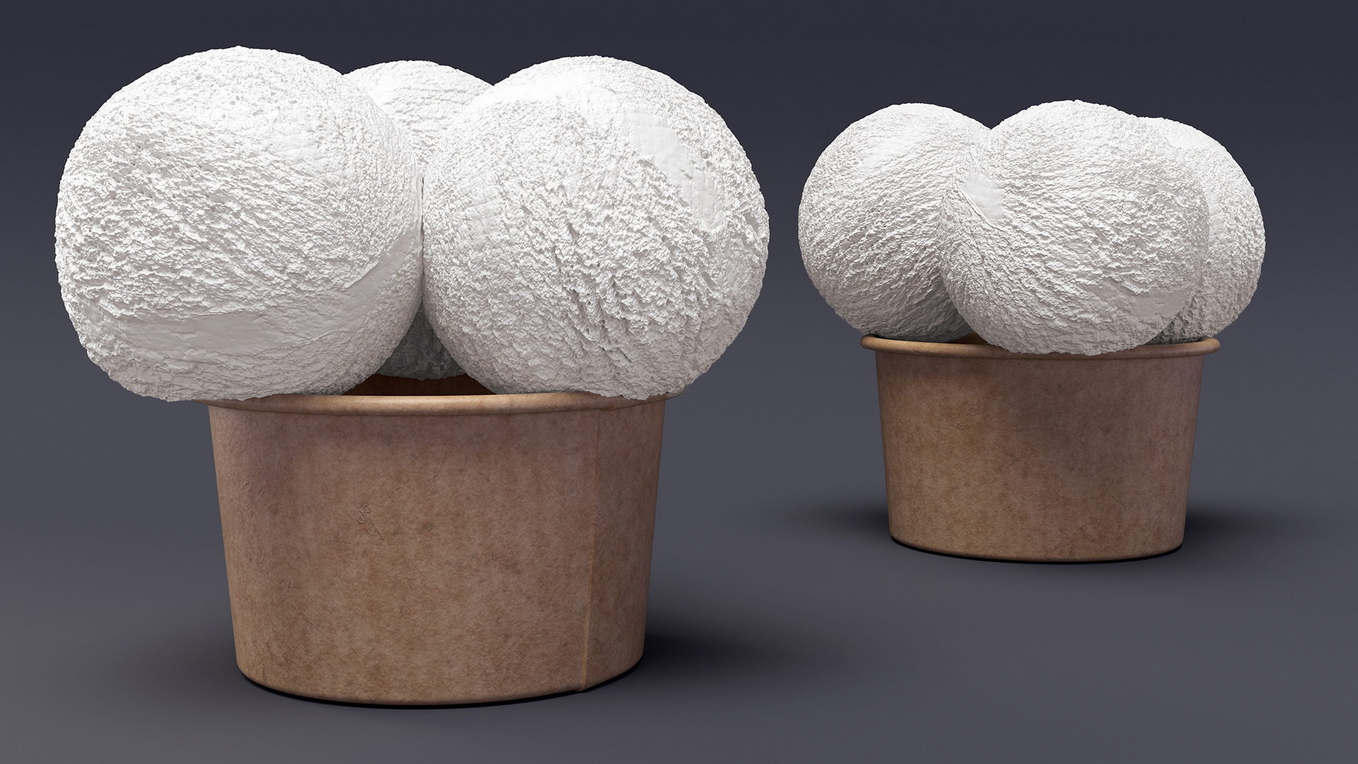 3D model Ice Cream Vanilla Balls in Cardboard Cup