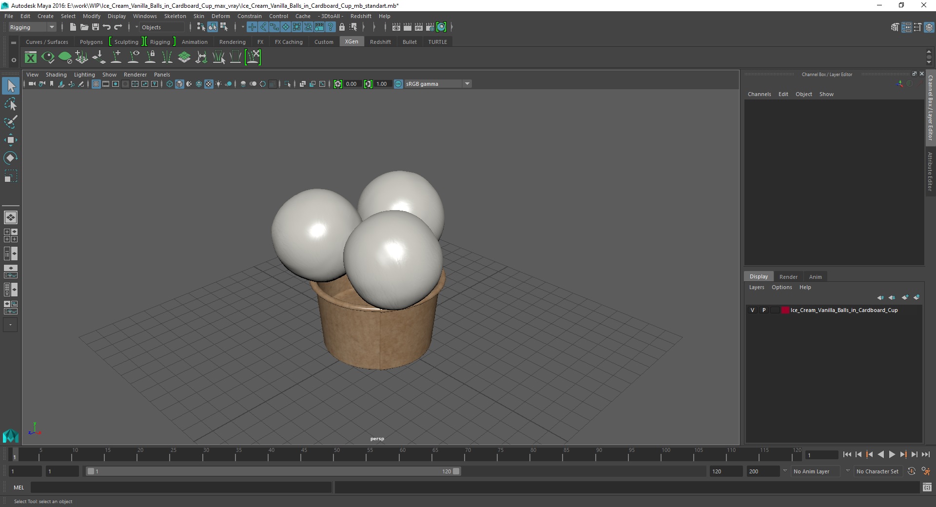 3D model Ice Cream Vanilla Balls in Cardboard Cup