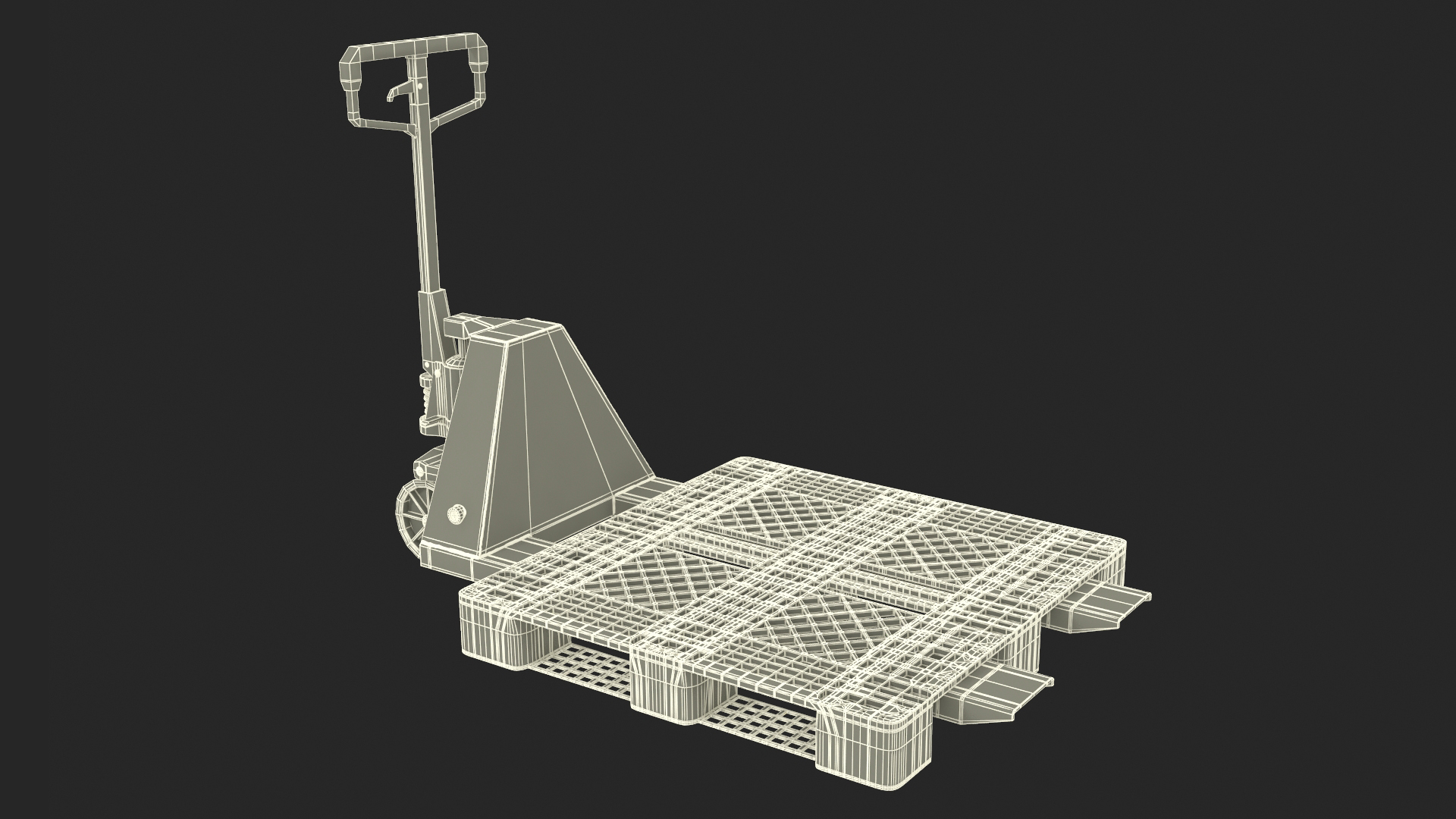 Hydraulic Trolley with Plastic Pallet 3D