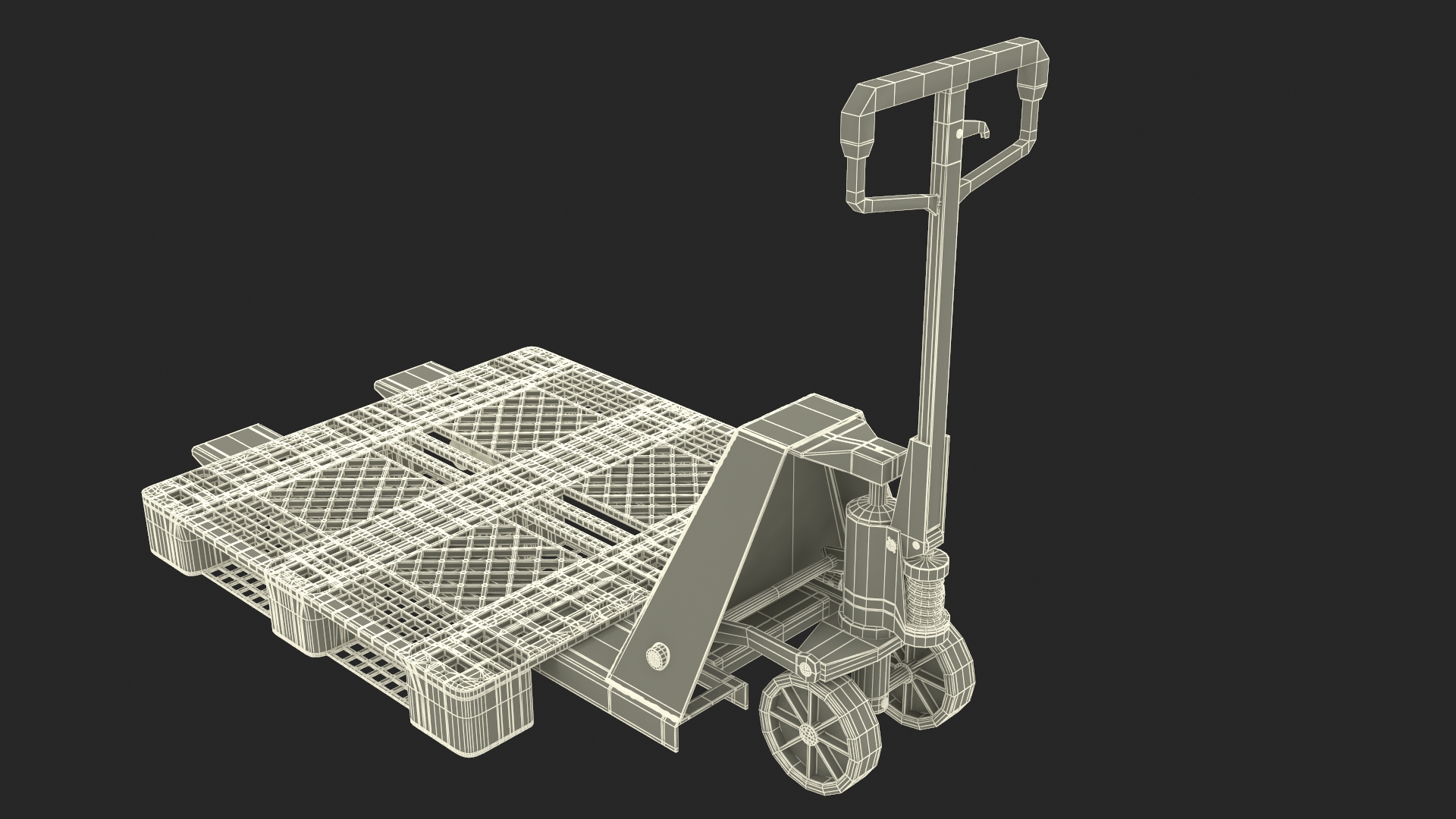 Hydraulic Trolley with Plastic Pallet 3D