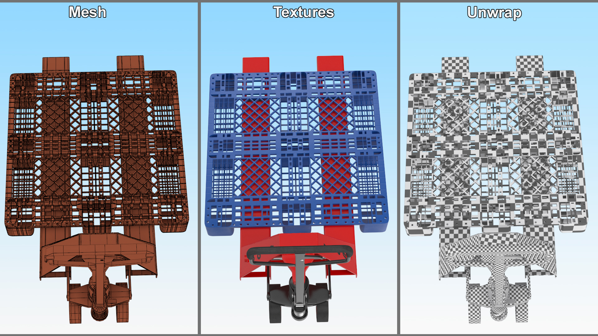 Hydraulic Trolley with Plastic Pallet 3D