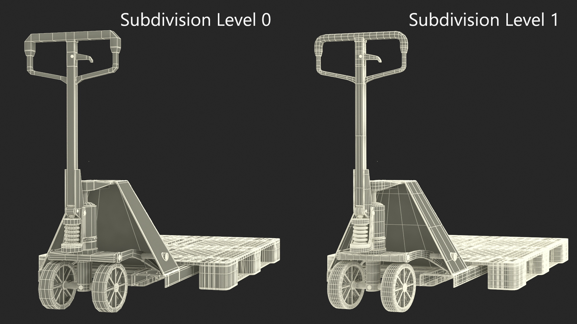 Hydraulic Trolley with Plastic Pallet 3D