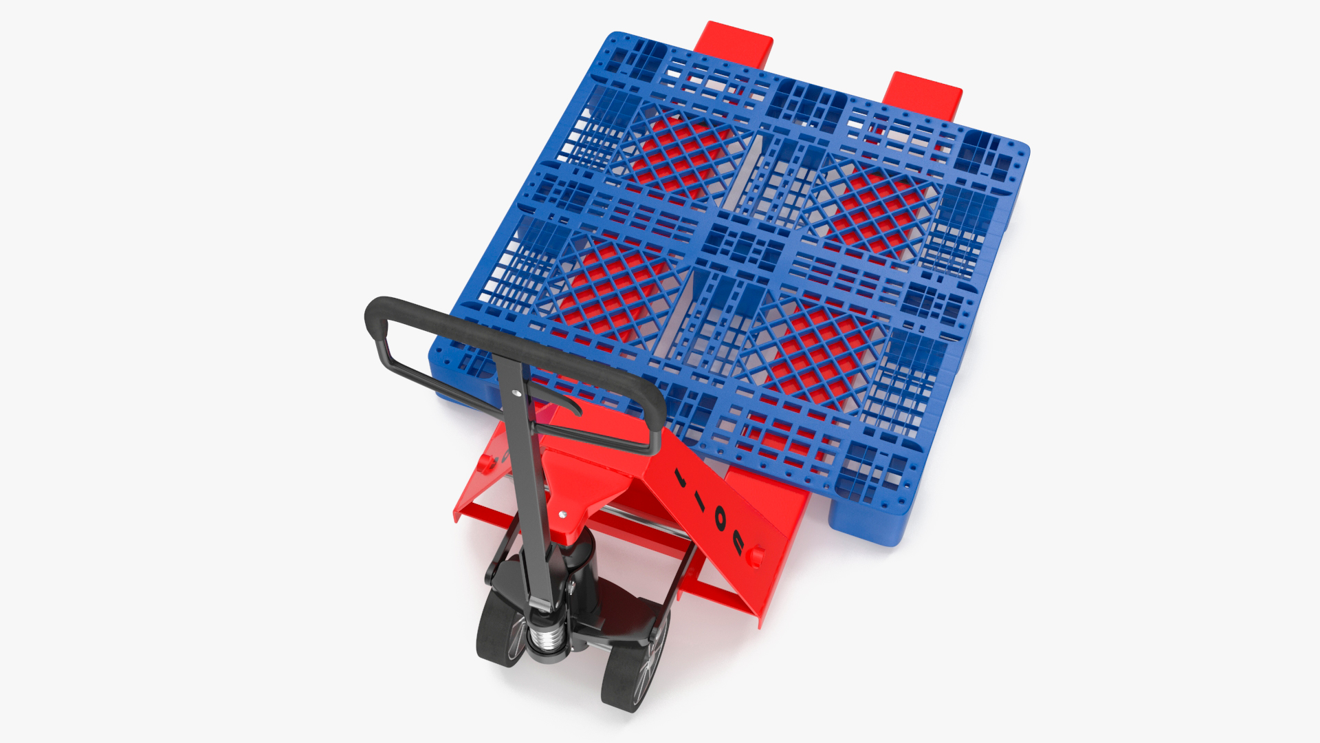 Hydraulic Trolley with Plastic Pallet 3D