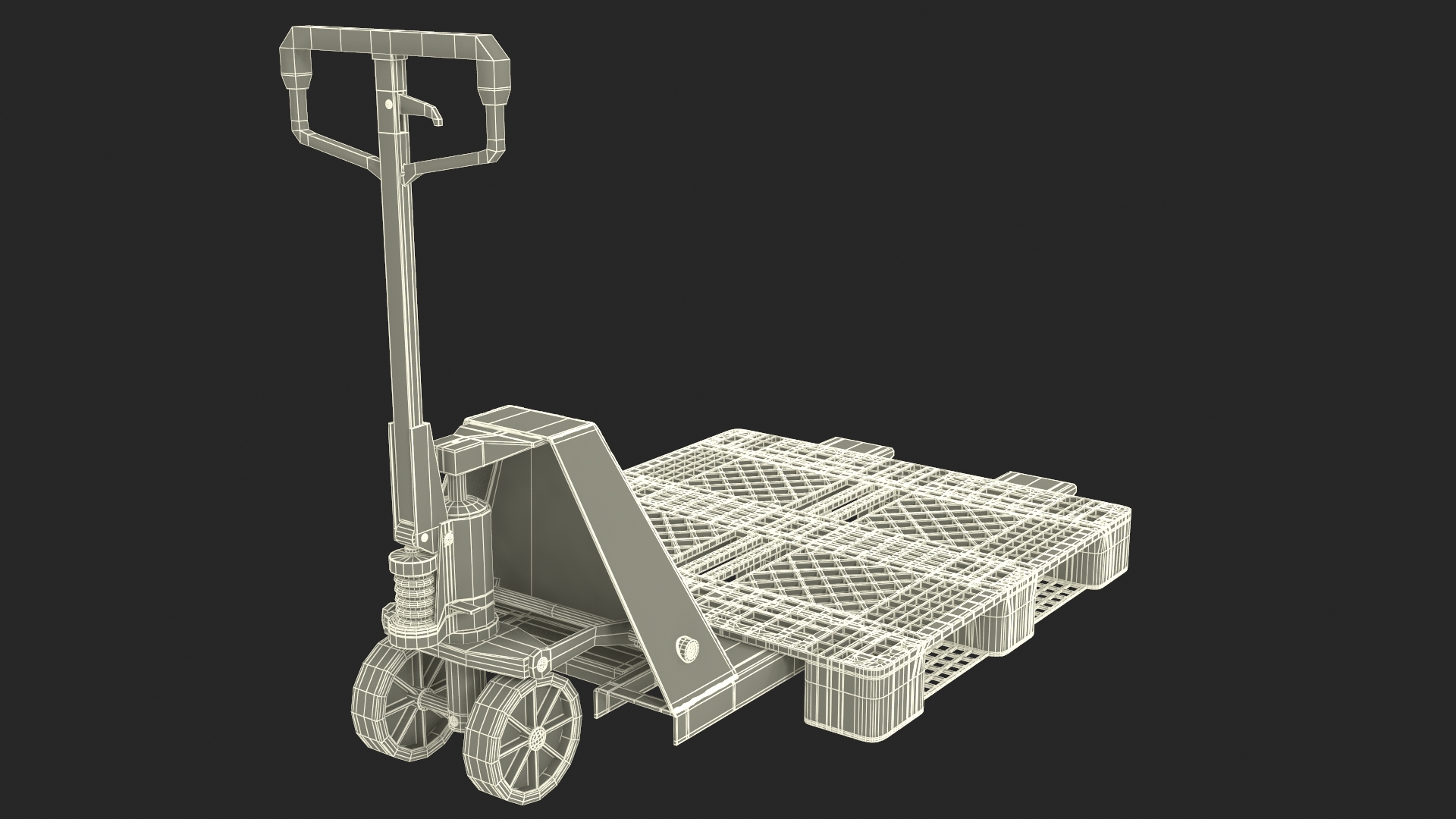 Hydraulic Trolley with Plastic Pallet 3D