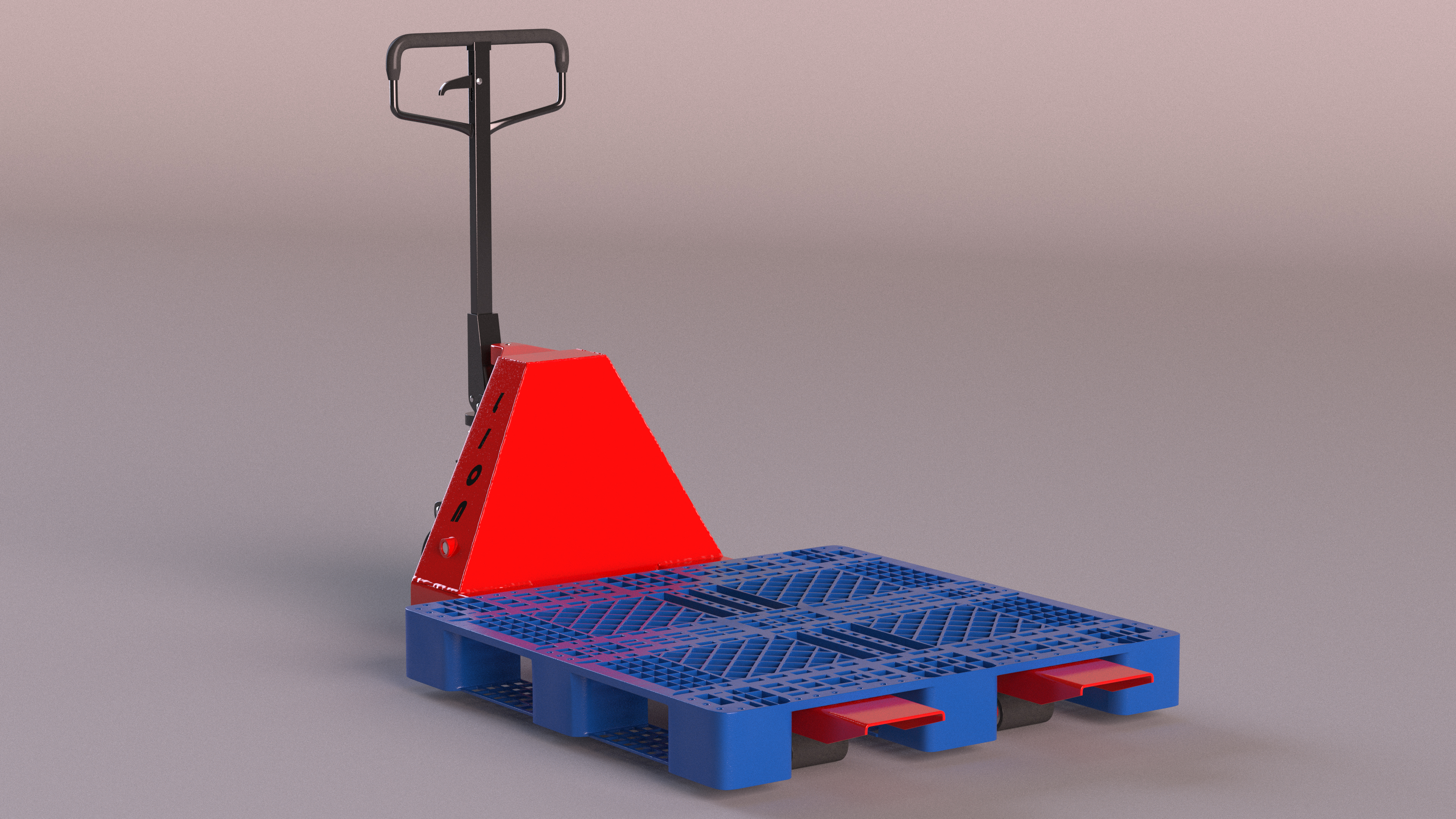 Hydraulic Trolley with Plastic Pallet 3D