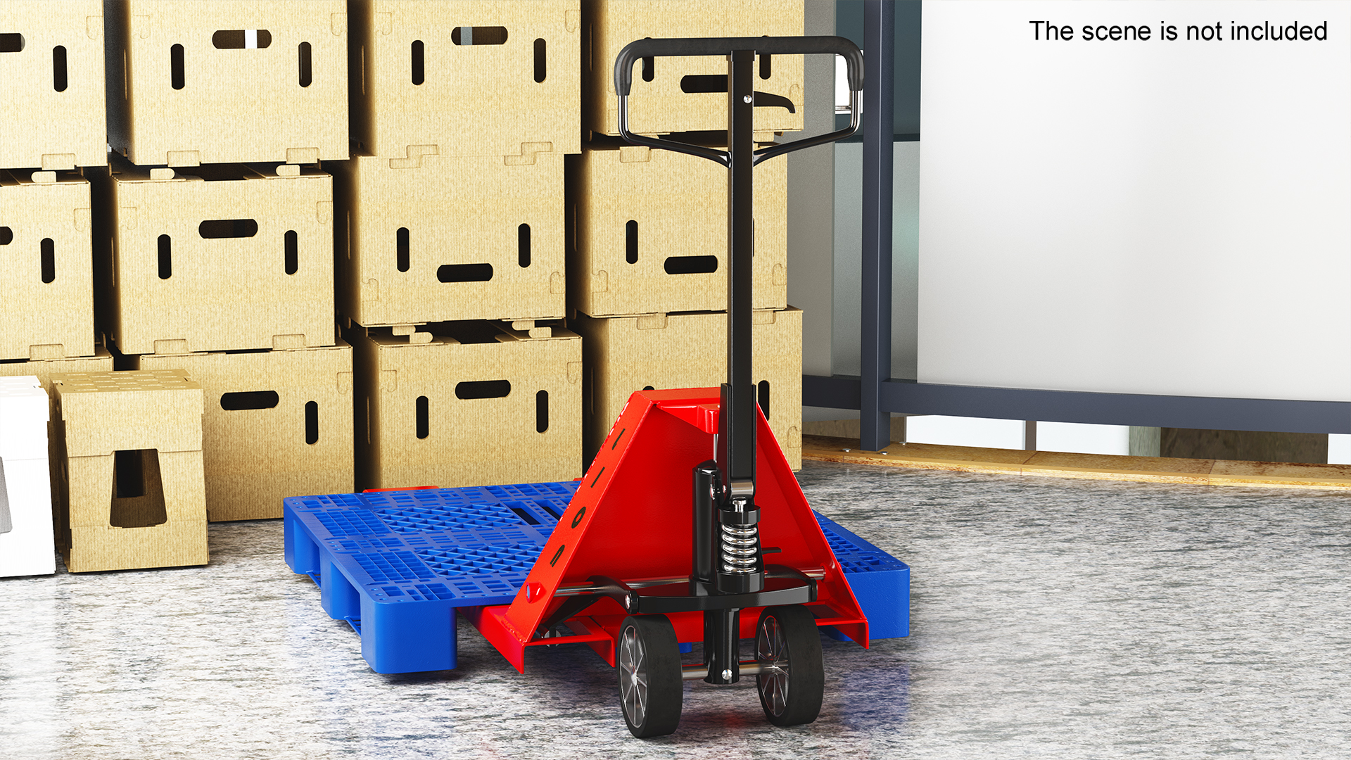 Hydraulic Trolley with Plastic Pallet 3D