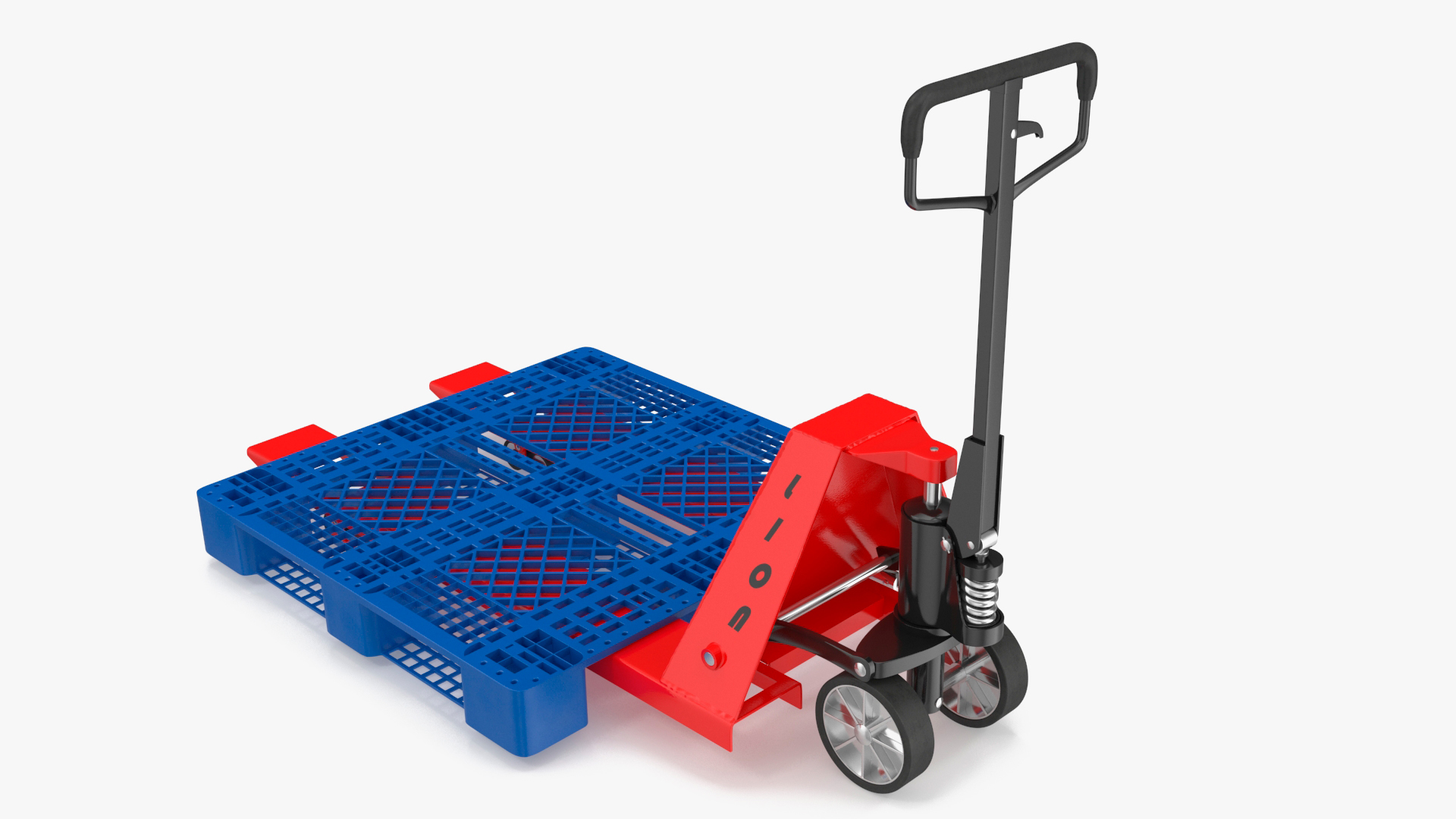 Hydraulic Trolley with Plastic Pallet 3D