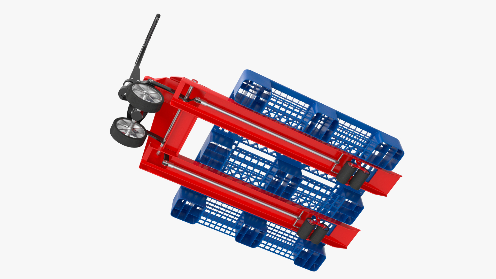 Hydraulic Trolley with Plastic Pallet 3D