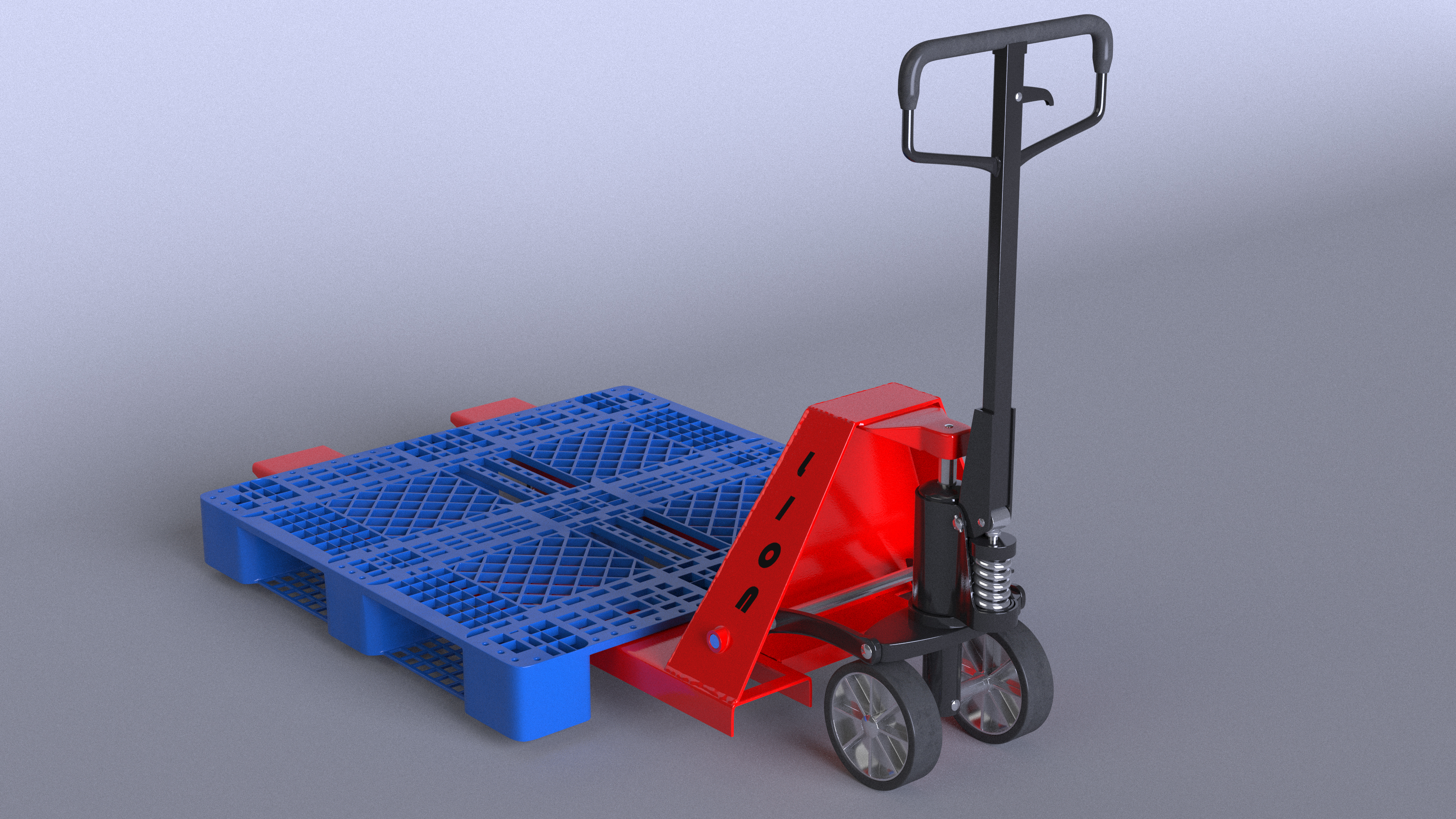 Hydraulic Trolley with Plastic Pallet 3D