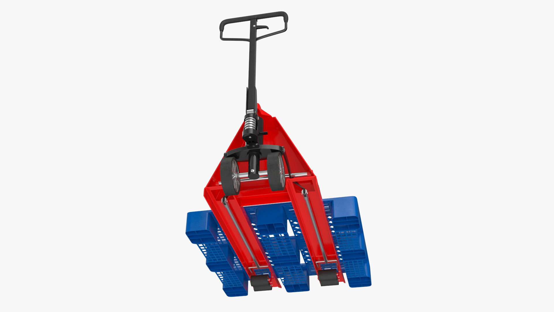 Hydraulic Trolley with Plastic Pallet 3D