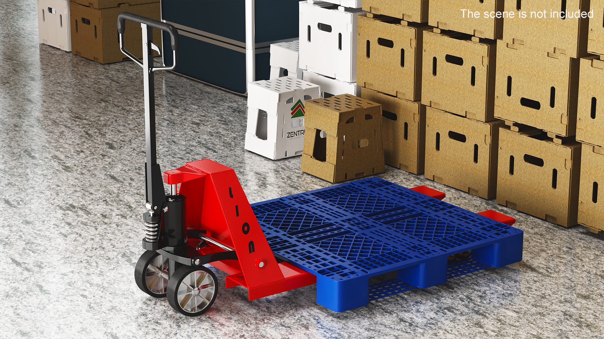 Hydraulic Trolley with Plastic Pallet 3D