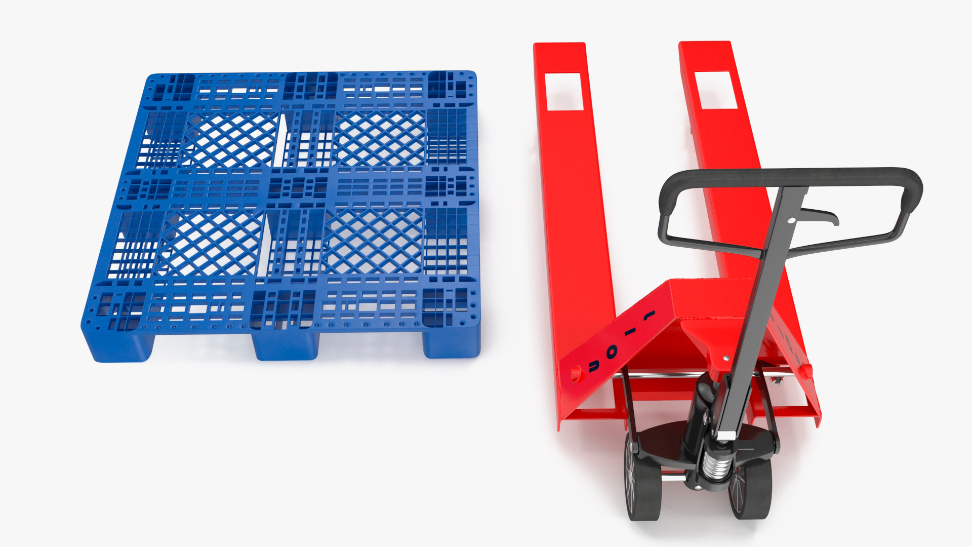 Hydraulic Trolley with Plastic Pallet 3D