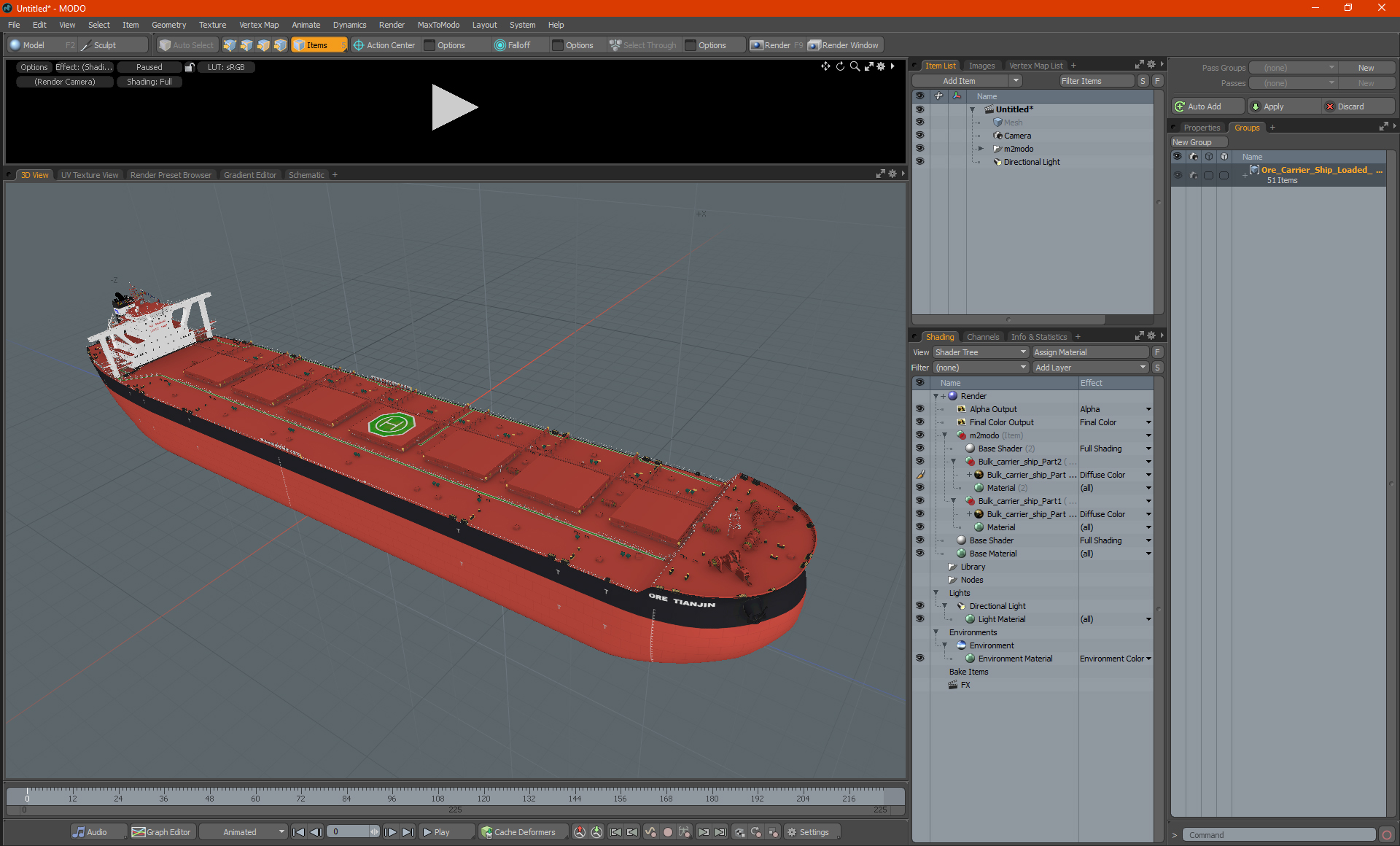 3D Ore Carrier Ship Loaded model