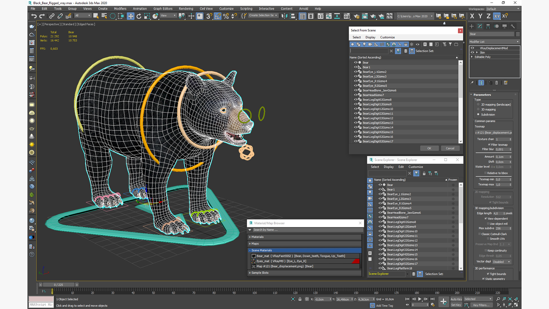 3D Black Bear Rigged for Maya