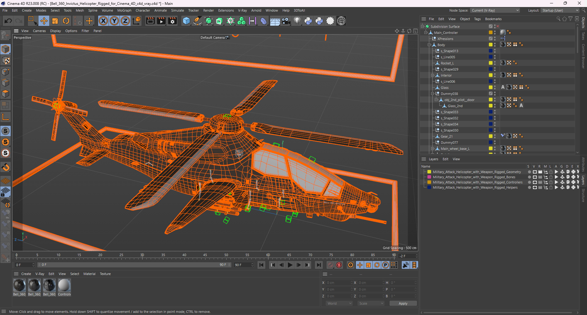 Bell 360 Invictus Helicopter Rigged for Cinema 4D 3D model