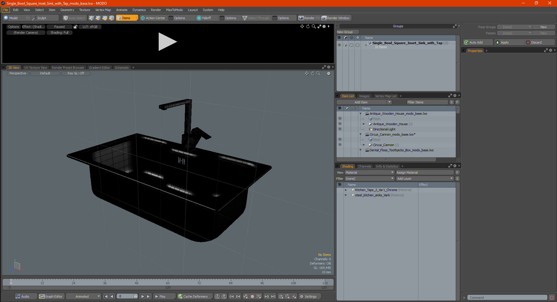 3D Single Bowl Square Inset Sink with Tap model