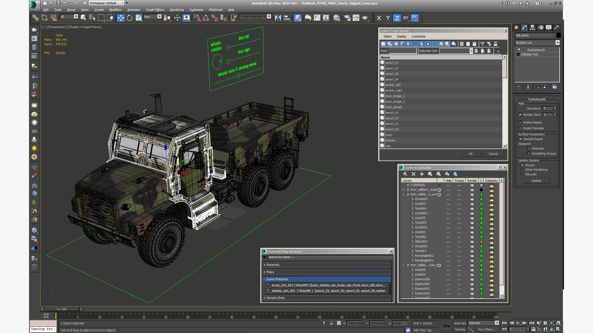 3D model OshKosh MTVR MK23 Dusty Rigged