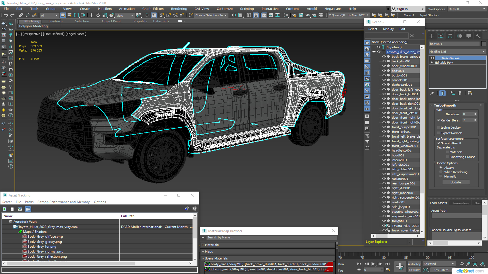 Toyota Hilux 2022 Grey 3D