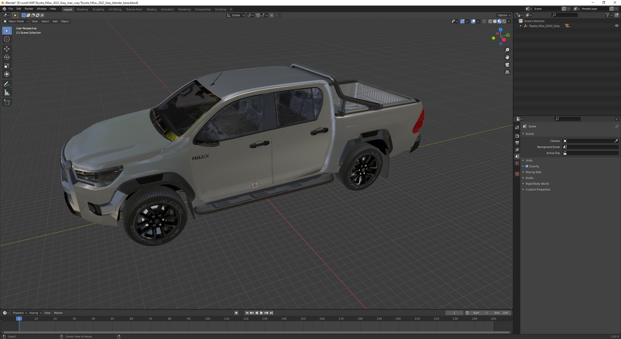 Toyota Hilux 2022 Grey 3D