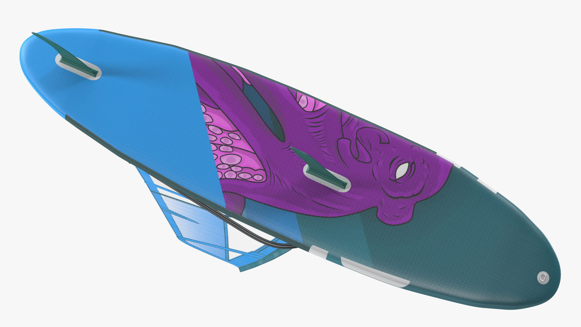 3D Inflatable Windsurf SUP with Sail Blue model