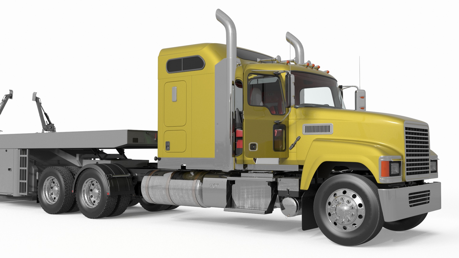 Freight Truck with Concrete Panel Semi Trailer Empty Rigged 3D model