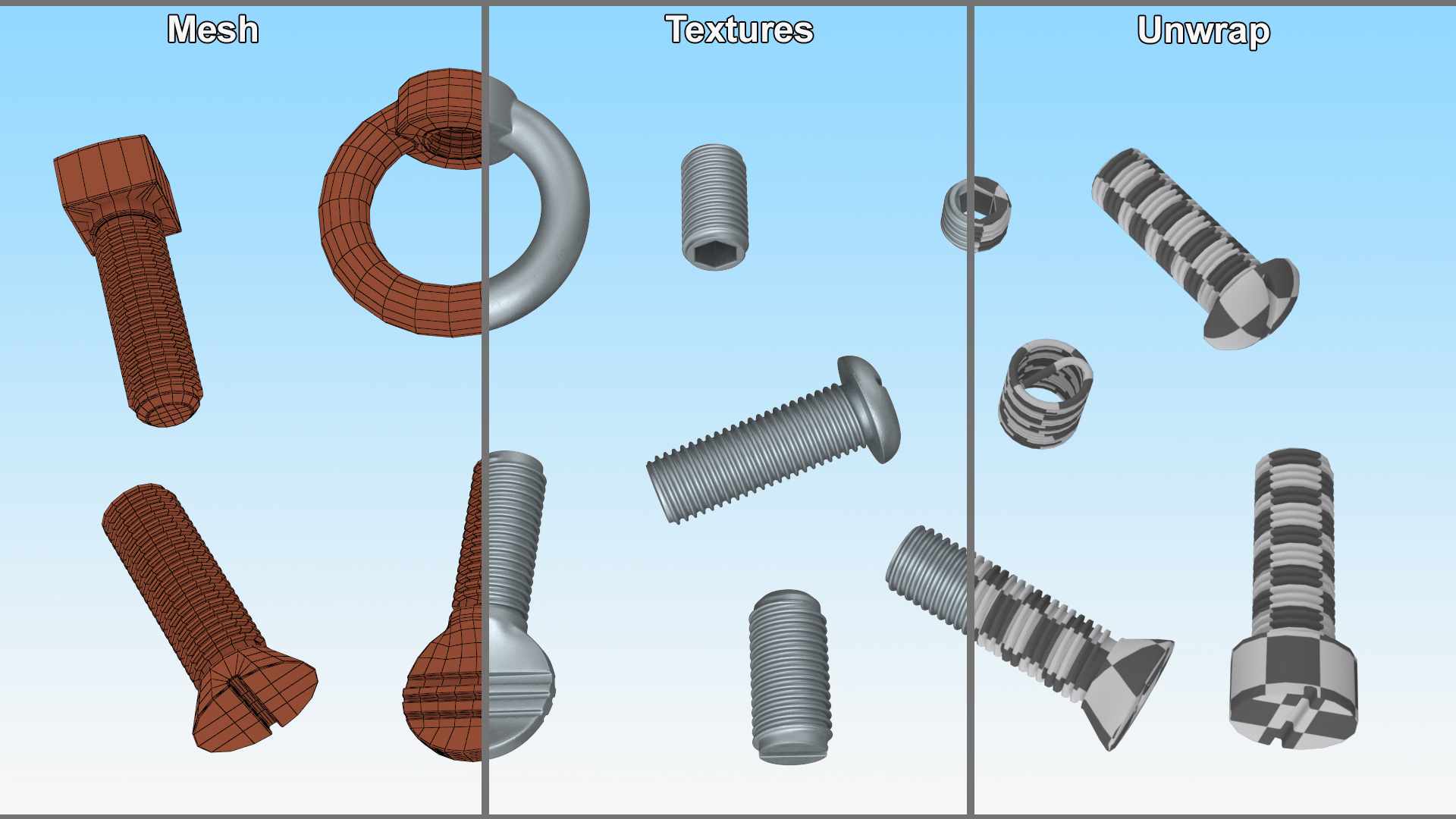 3D model Zinc Steel Screw Kit