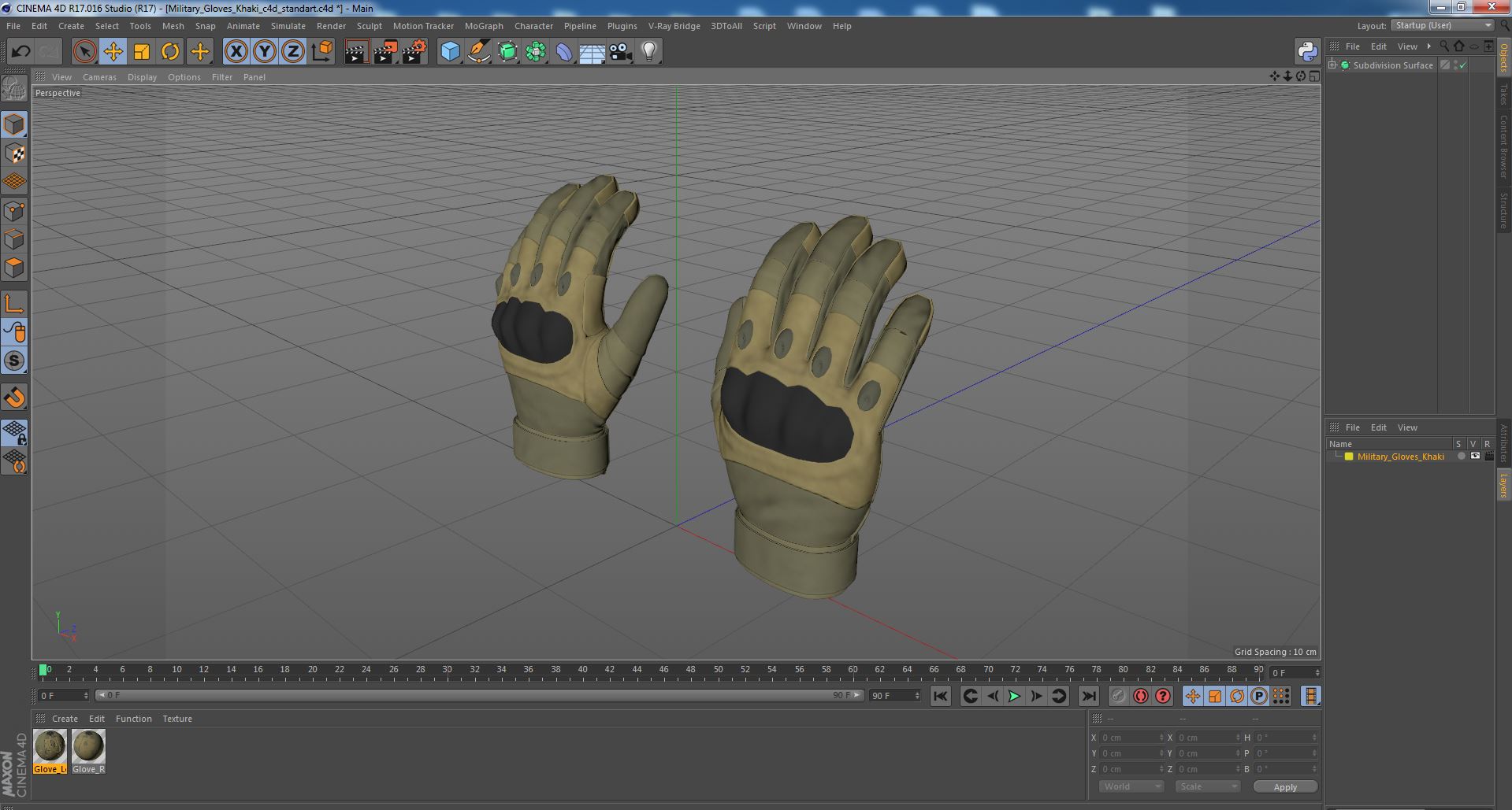 3D Military Gloves Khaki