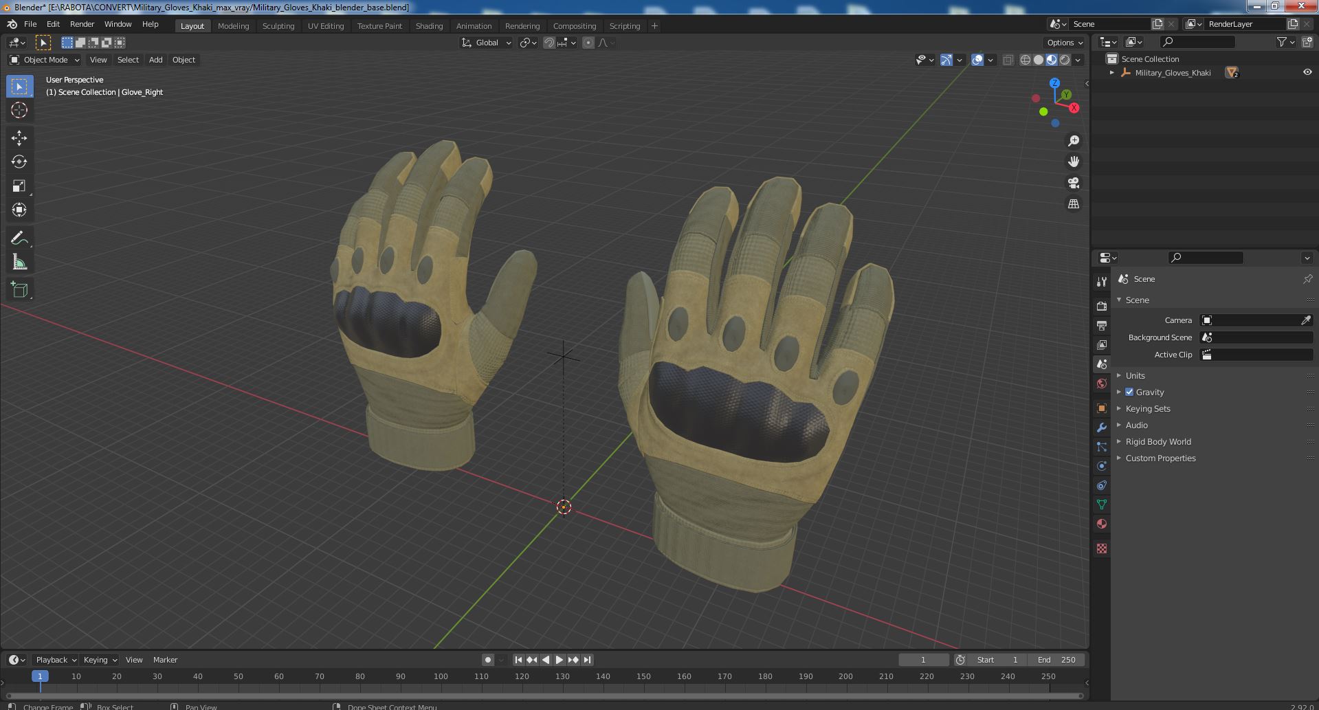 3D Military Gloves Khaki