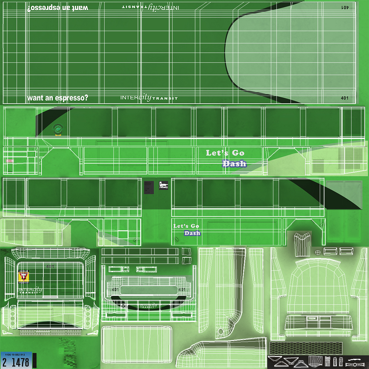 Gillig Low Floor Hybrid Bus Intercity Transit Rigged 3D