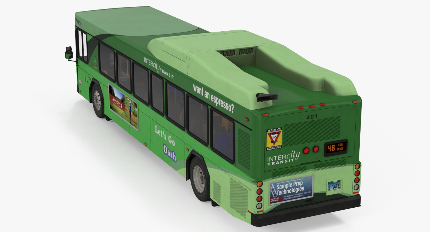 Gillig Low Floor Hybrid Bus Intercity Transit Rigged 3D