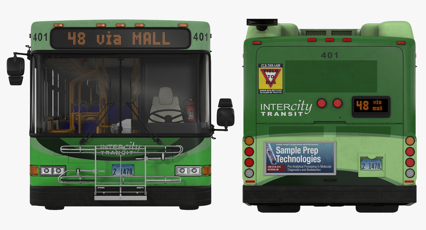 Gillig Low Floor Hybrid Bus Intercity Transit Rigged 3D