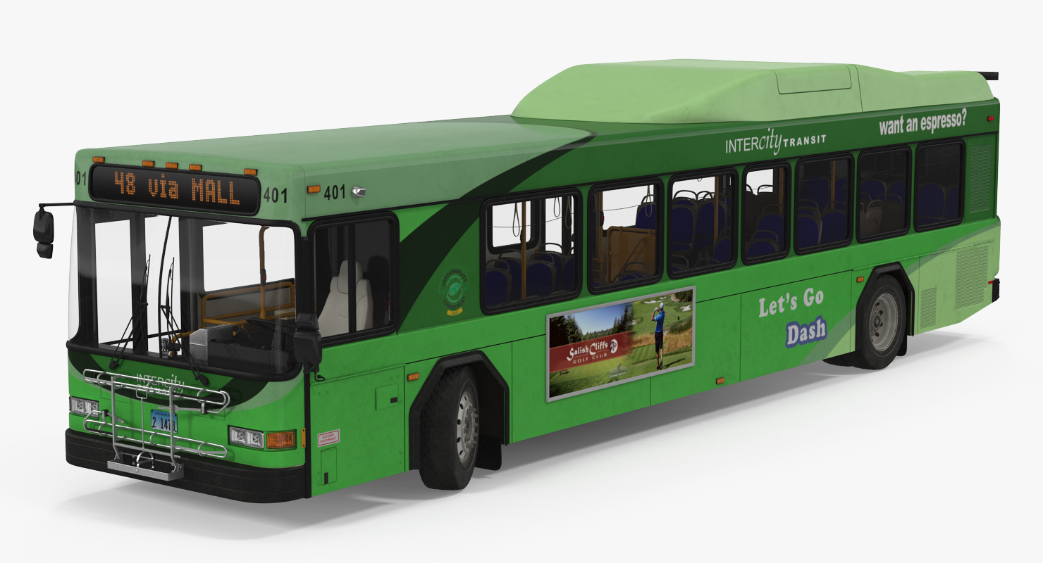 Gillig Low Floor Hybrid Bus Intercity Transit Rigged 3D