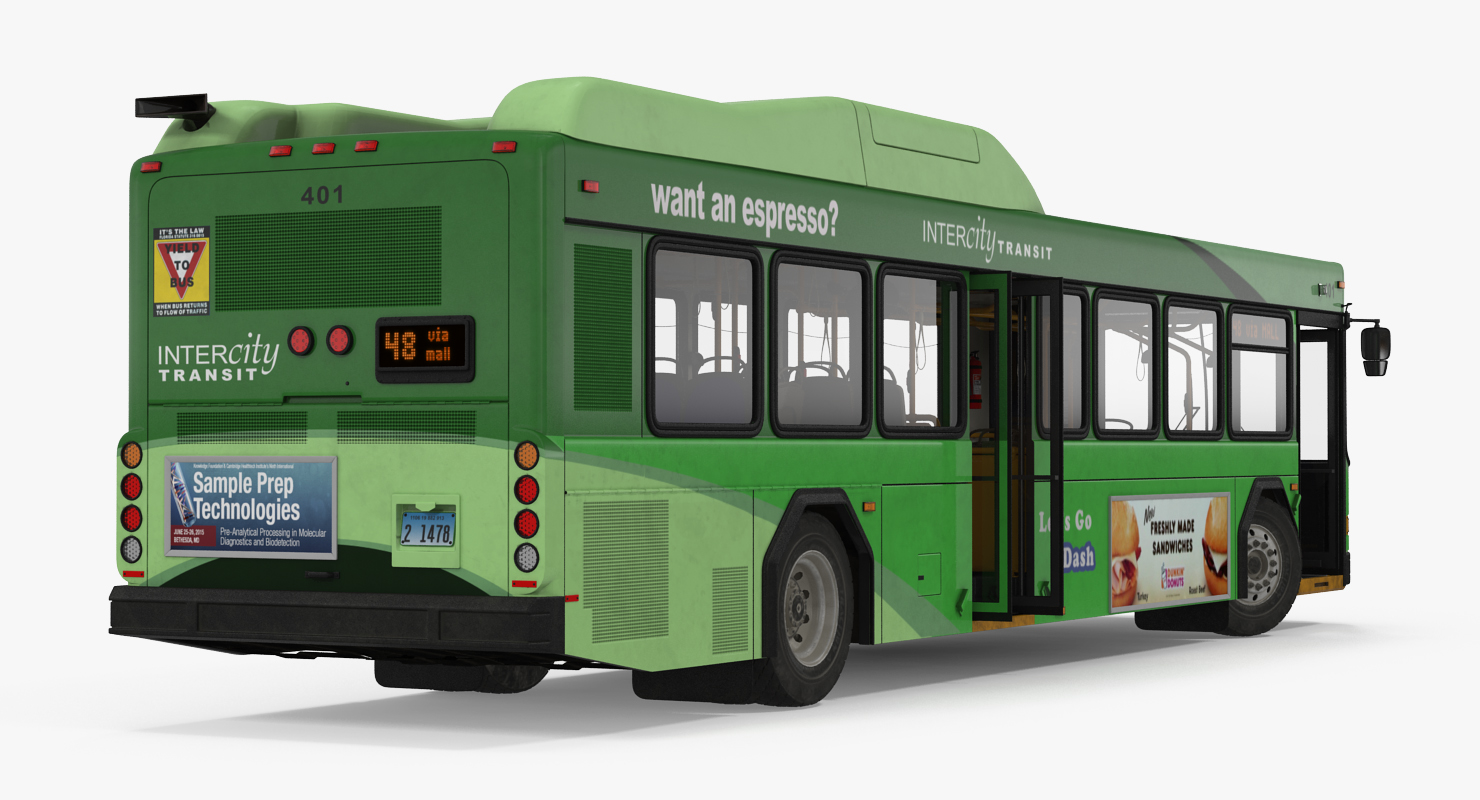 Gillig Low Floor Hybrid Bus Intercity Transit Rigged 3D