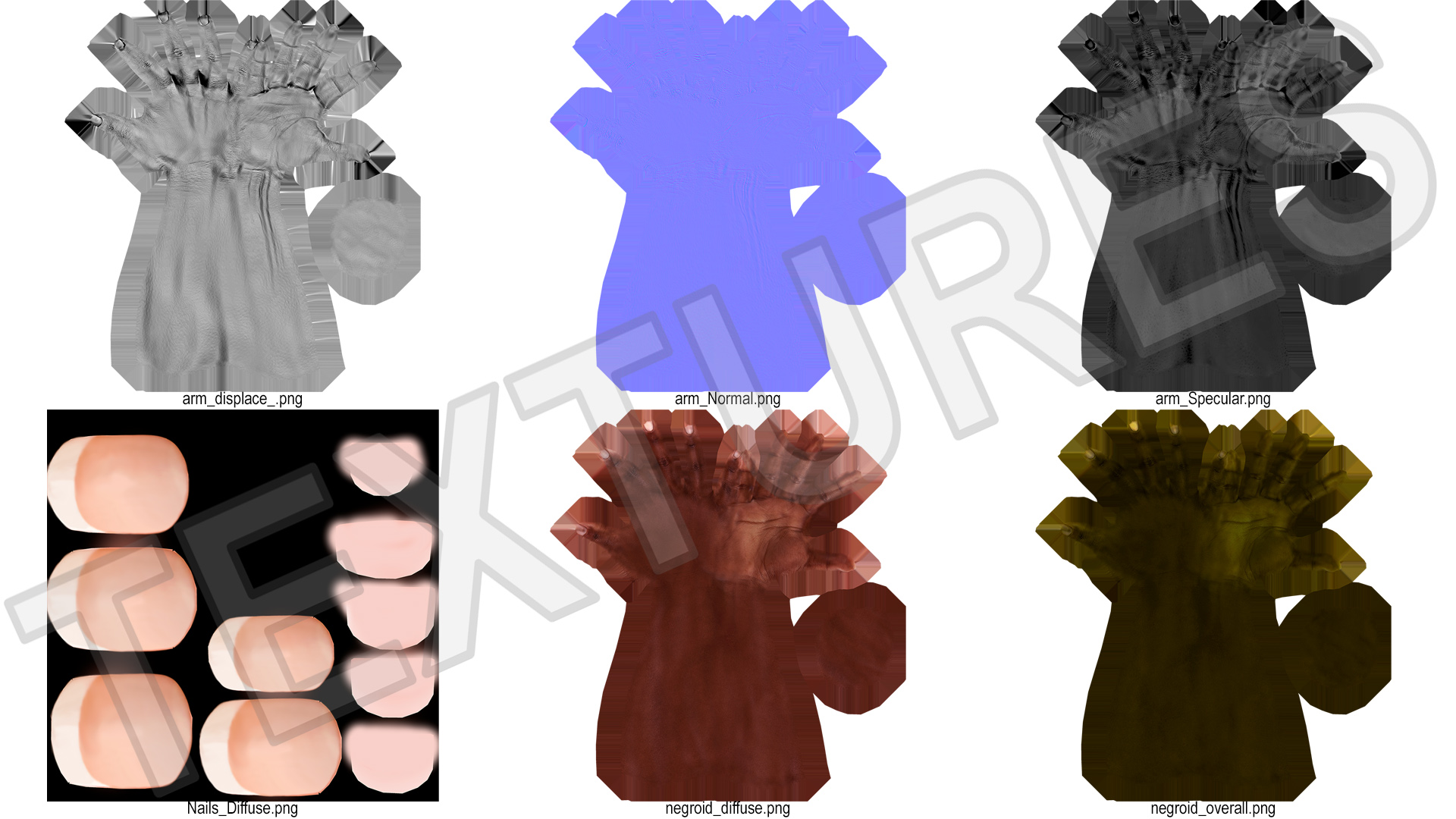 3D model African American Female Hand Rigged