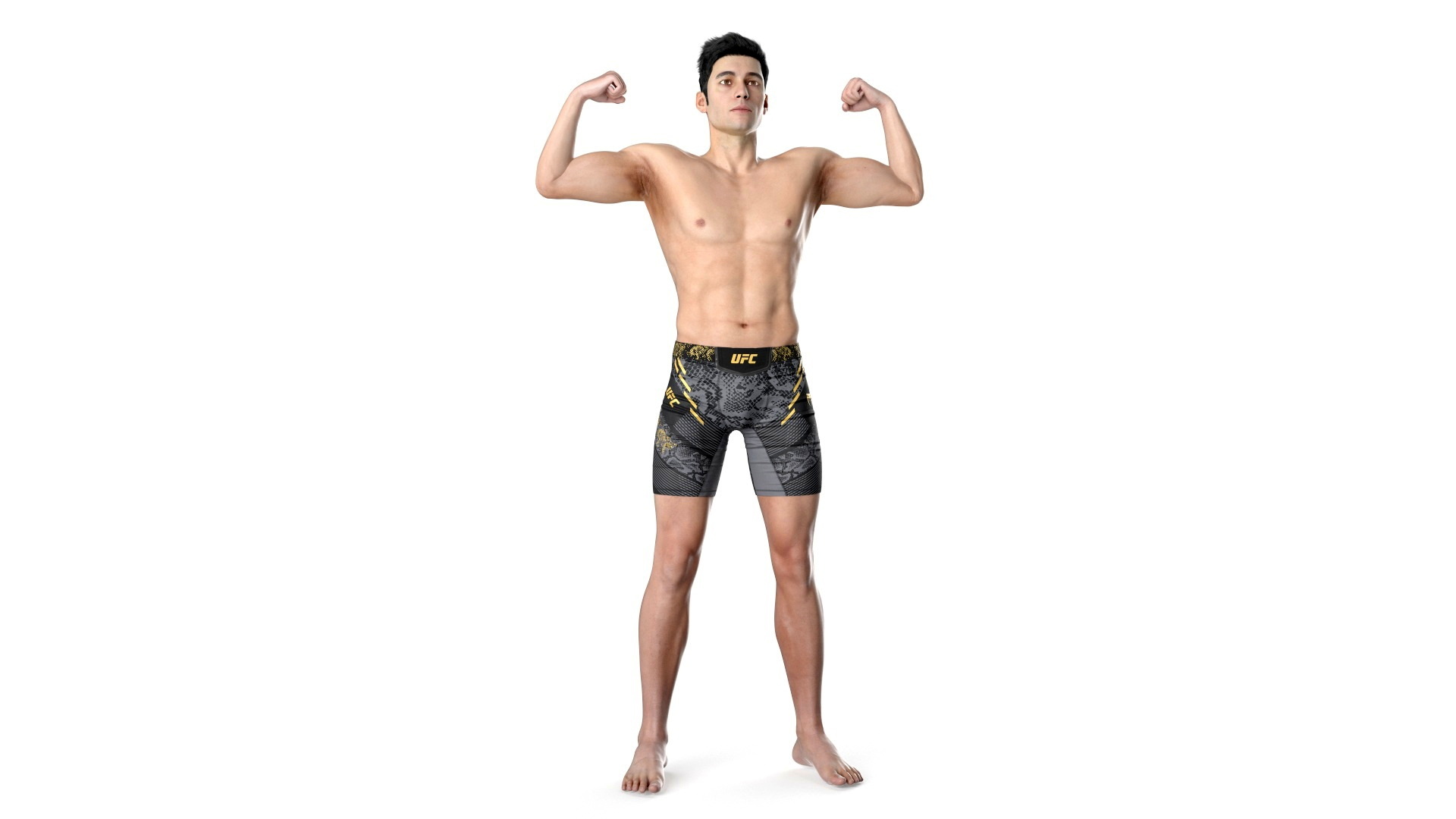 3D Fighter UFC MMA in Athletic Pose Fur