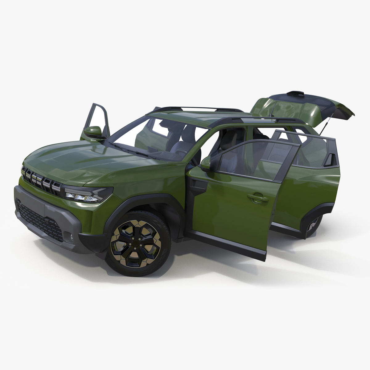 Modern Crossover SUV Green Rigged for Maya 3D