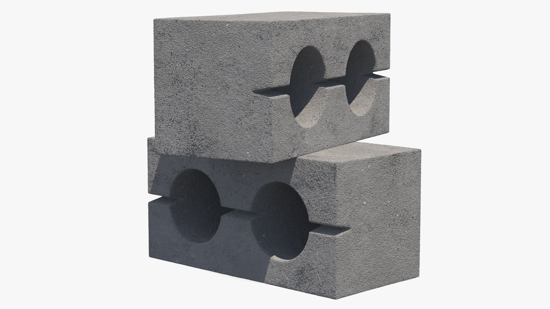 Expanded Clay Concrete Block 2 Channels 3D model